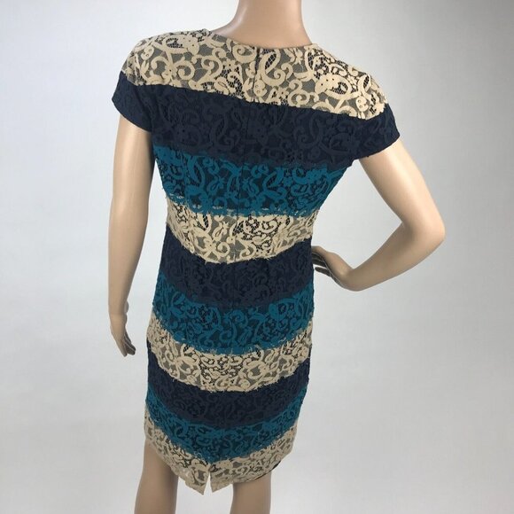 Ann Taylor Colorblock Lace Striped Sheath Shift Mi - Picture 5 of 7